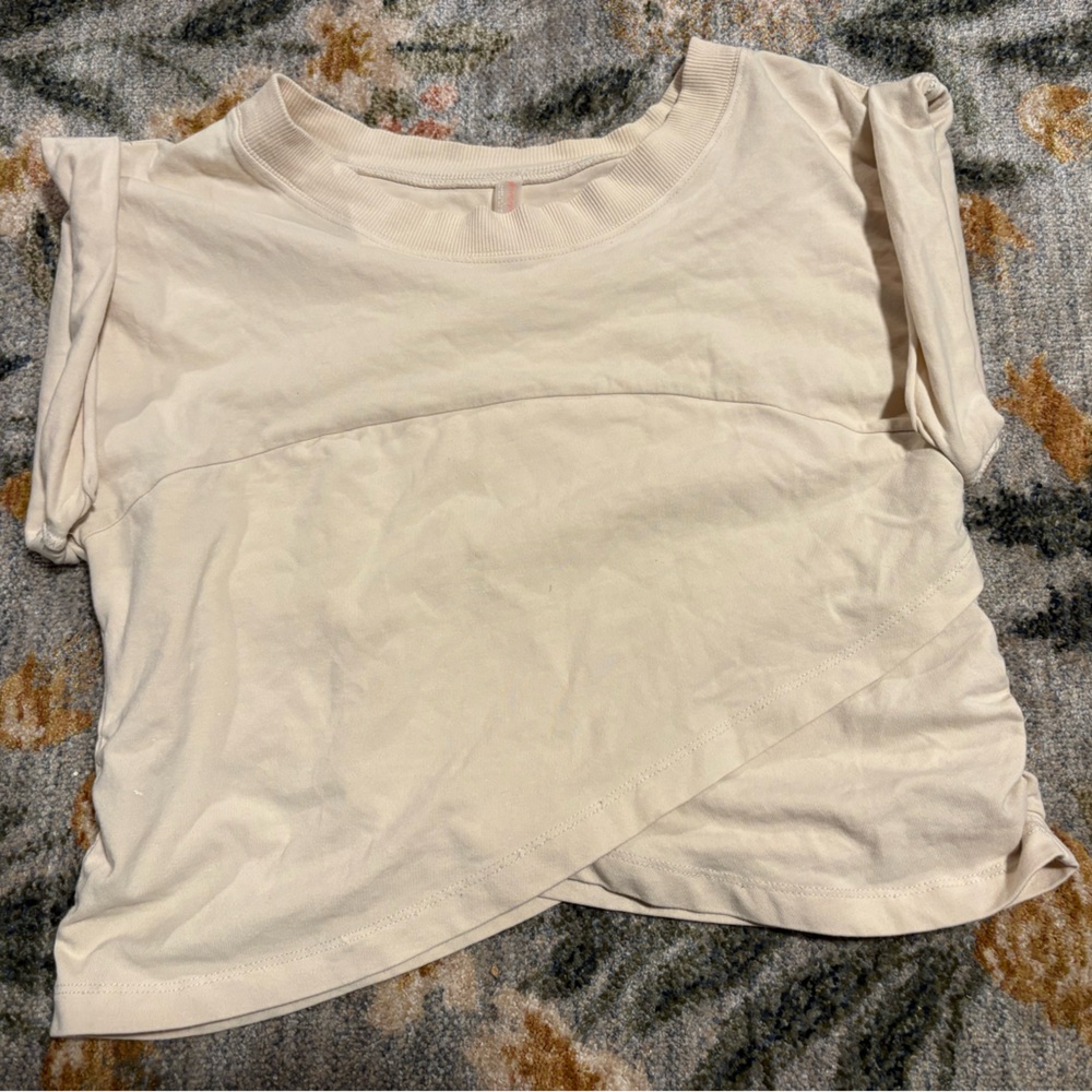Free People Cream Asymmetrical Muscle Tee
